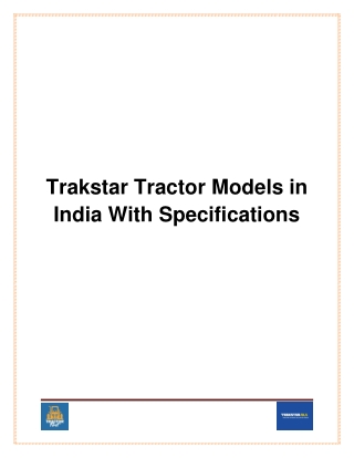 Trakstar Tractor Models in India With Specifications
