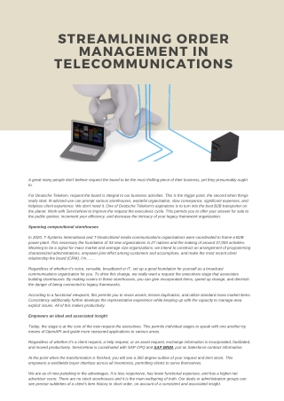 Streamlining Order Management in Telecommunications