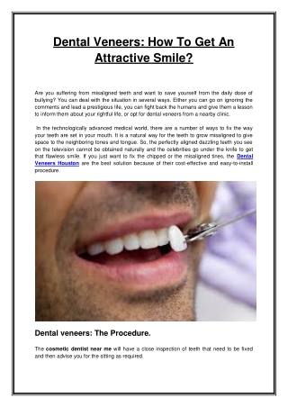 Dental Veneers How To Get An Attractive Smile