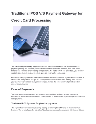 Traditional POS V_S Payment Gateway for Credit Card Processing