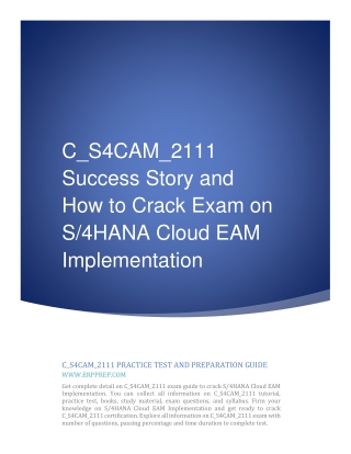 C_S4CAM_2111 Success Story and How to Crack Exam on S4HANA Cloud EAM Implementation