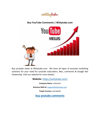 Buy YouTube Comments | Wittytube.com