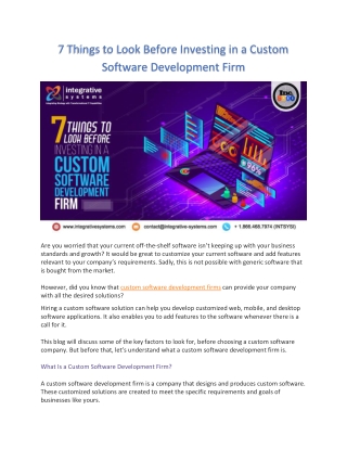 7 Things to Look Before Investing in a Custom Software Development Firm