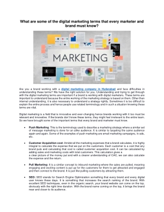 What are some of the digital marketing terms that every marketer and brand must know