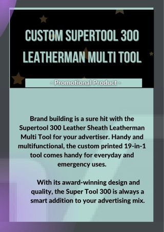 Order For Promotional Supertool 300 Leatherman Multi-Tool At Vivid Promotions!