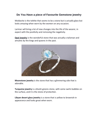 Do You Have a piece of Favourite Gemstone Jewelry