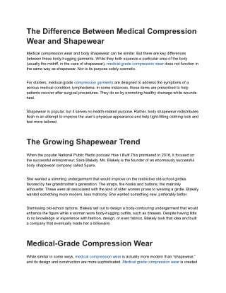 The Difference Between Medical Compression Wear and Shapewear