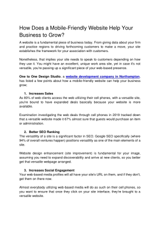 How Does a Mobile-Friendly Website Help Your Business to grow