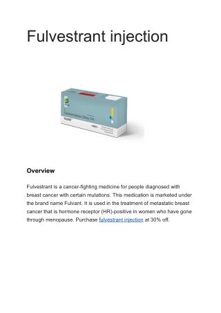 Buy Fulvestrant injection