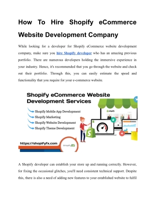How To Hire Shopify eCommerce Website Development Company