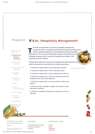 Institute of Hospitality Management in India _ BSC in Hotel Management