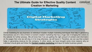 The Ultimate Guide for Effective Quality Content Creation in Marketing