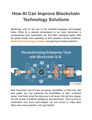 How AI Can Improve Blockchain Technology Solutions