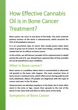 How Effective Cannabis Oil is in Bone Cancer Treatment