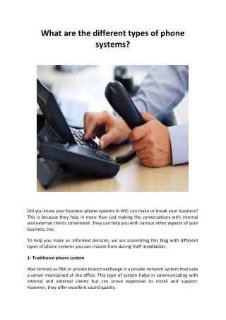 What are the different types of phone systems