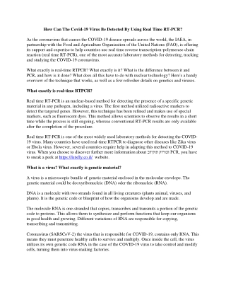 How can the COVID-19 virus be identified with Real Time RTPCR?