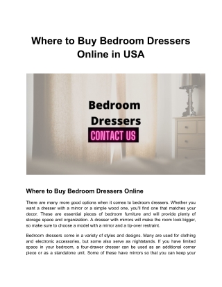 Where to Buy Bedroom Dressers Online in USA