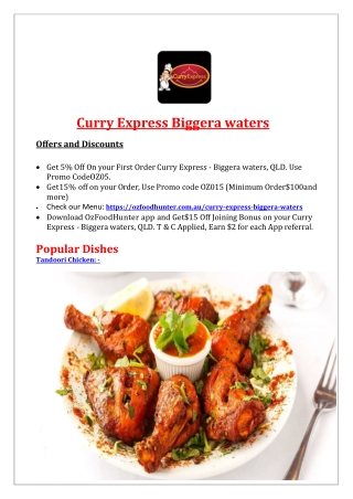 5% Off - Curry Express Biggera waters Indian takeaway, QLD