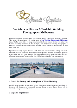 Variables to Hire an Affordable Wedding Photographer Melbourne