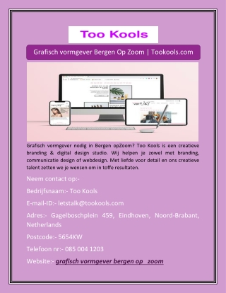 Grafisch vormgever Bergen Op Zoom | Tookools.com