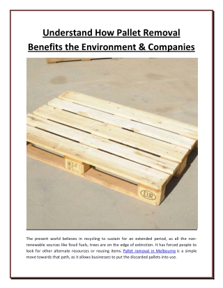 Understand How Pallet Removal Benefits the Environment & Companies