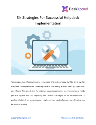 Six Strategies For Successful Helpdesk Implementation