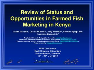 Review of Status and Opportunities in Farmed Fish Marketing in  Kenya