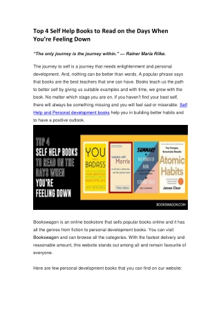 Top 4 Self Help Books to Read on the Days When You’re Feeling Down