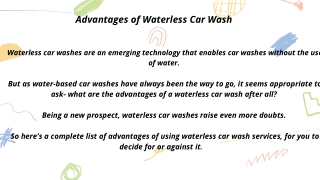 Advantages of Waterless Car Wash
