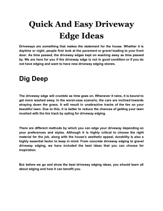 Quick And Easy Driveway Edge Ideas