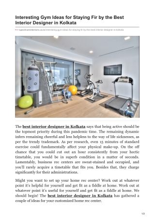 Interesting Gym Ideas for Staying Fir by the Best Interior Designer in Kolkata