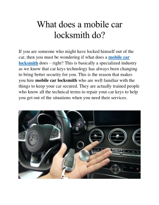 mobile car locksmith