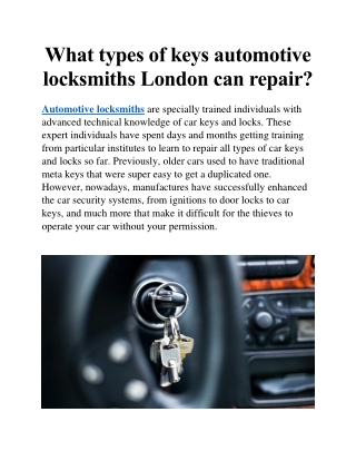 automotive locksmith