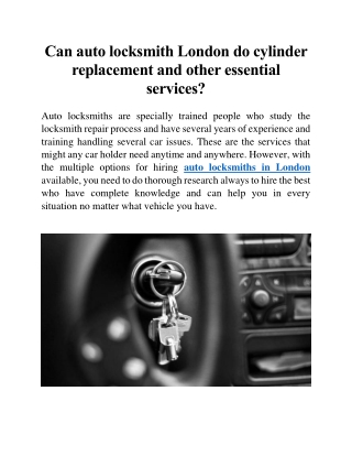 auto locksmith london