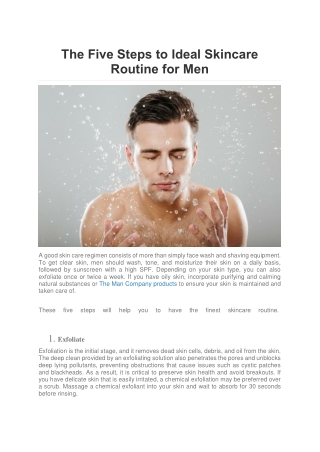 The Five Steps to Ideal Skincare Routine for Men