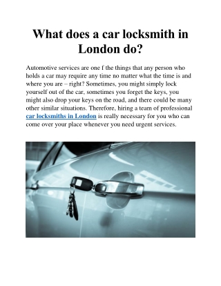 car locksmith london
