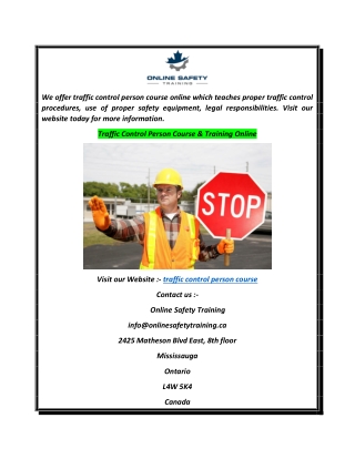 Traffic Control Person Course & Training Online