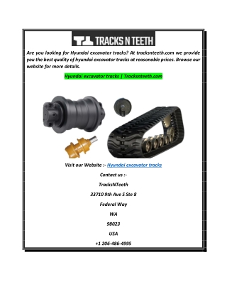 Hyundai excavator tracks  Tracksnteeth.com