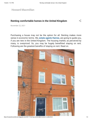 Renting comfortable homes in the United Kingdom