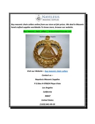 Buy masonic chain collars  Arreosmasonicosusa.com