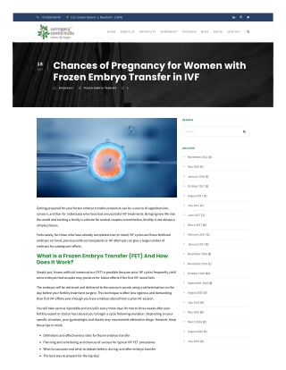 Chances of Pregnancy for Women with Frozen Embryo Transfer in IVF