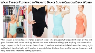 What Type of Clothing to Wear to Dance Class Claudia Dean World