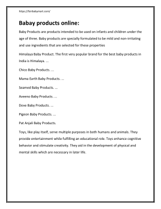 Babay products online