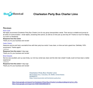 Charleston Party Bus Charter Limo