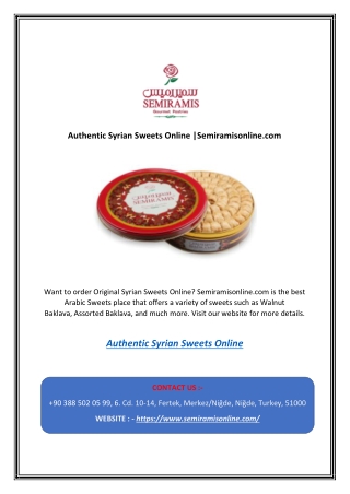 Authentic Syrian Sweets Online |Semiramisonline.com