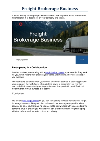 Freight Brokerage Business
