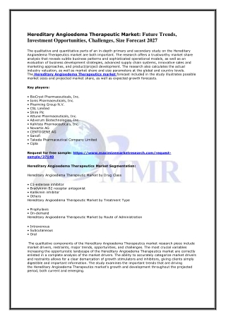 Hereditary Angioedema Therapeutic Market