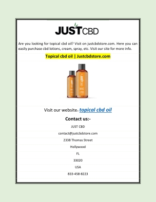 Topical cbd oil | Justcbdstore.com