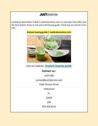 Kratom buying guide | Justkratomstore.com