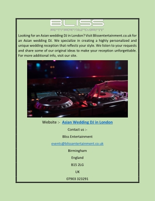 Asian Wedding Dj in London | Blissentertainment.co.uk